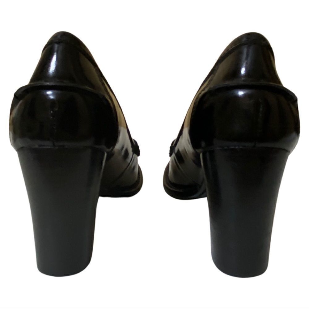 Kenneth Cole “Make Me Smile” Chunky Dark Academia Black Patent Leather Loafers - Picture 3 of 10